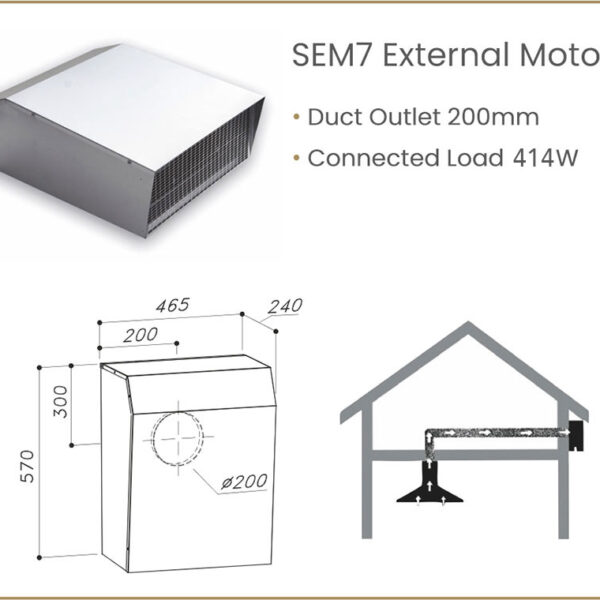 Väline mootor SIRIUS SEM7 välistingimustesse katuseräästa alla