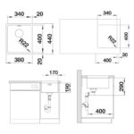 BLANCO ANDANO 340-U roostevaba valamu joonis