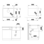 BLANCO ANDANO 500-U roostevaba valamu joonis