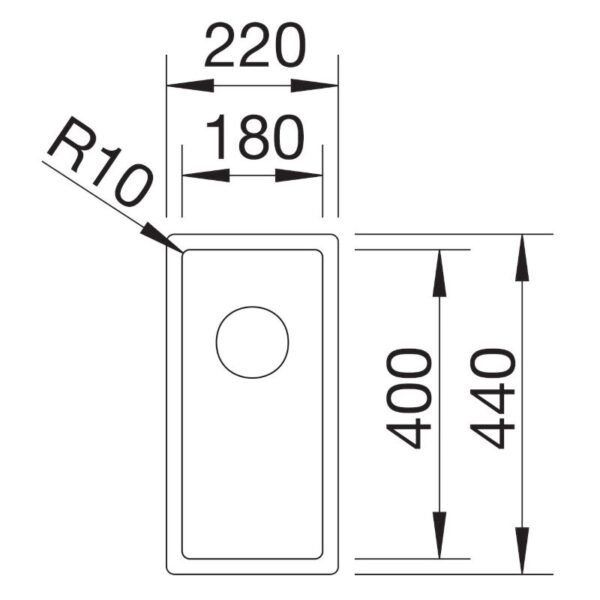 BLANCO CLARON 180-U roostevaba valamu joonis