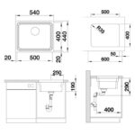 BLANCO ETAGON 500-U roostevaba valamu joonis