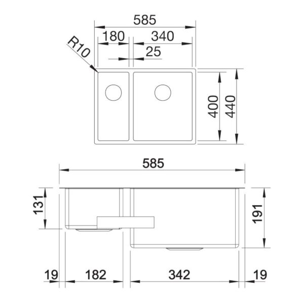 BLANCO CLARON 340180-IF roostevaba valamu joonis