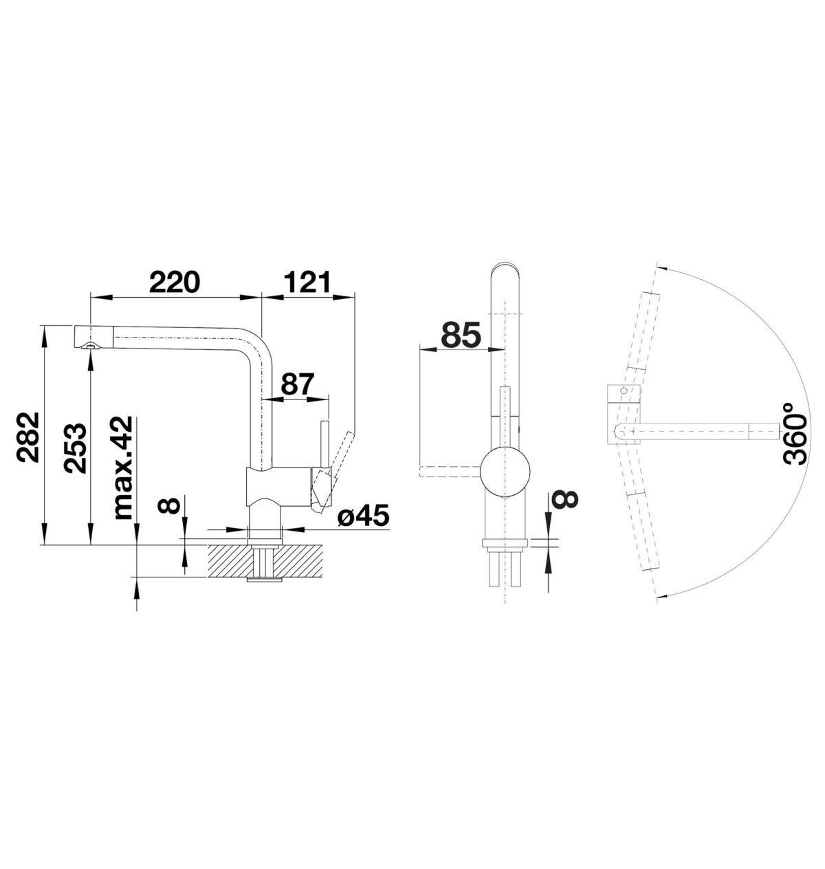 BLANCO LINUS roostevaba köögisegisti joonis