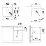 BLANCO SUPRA 450-U roostevaba valamu 518203 joonis