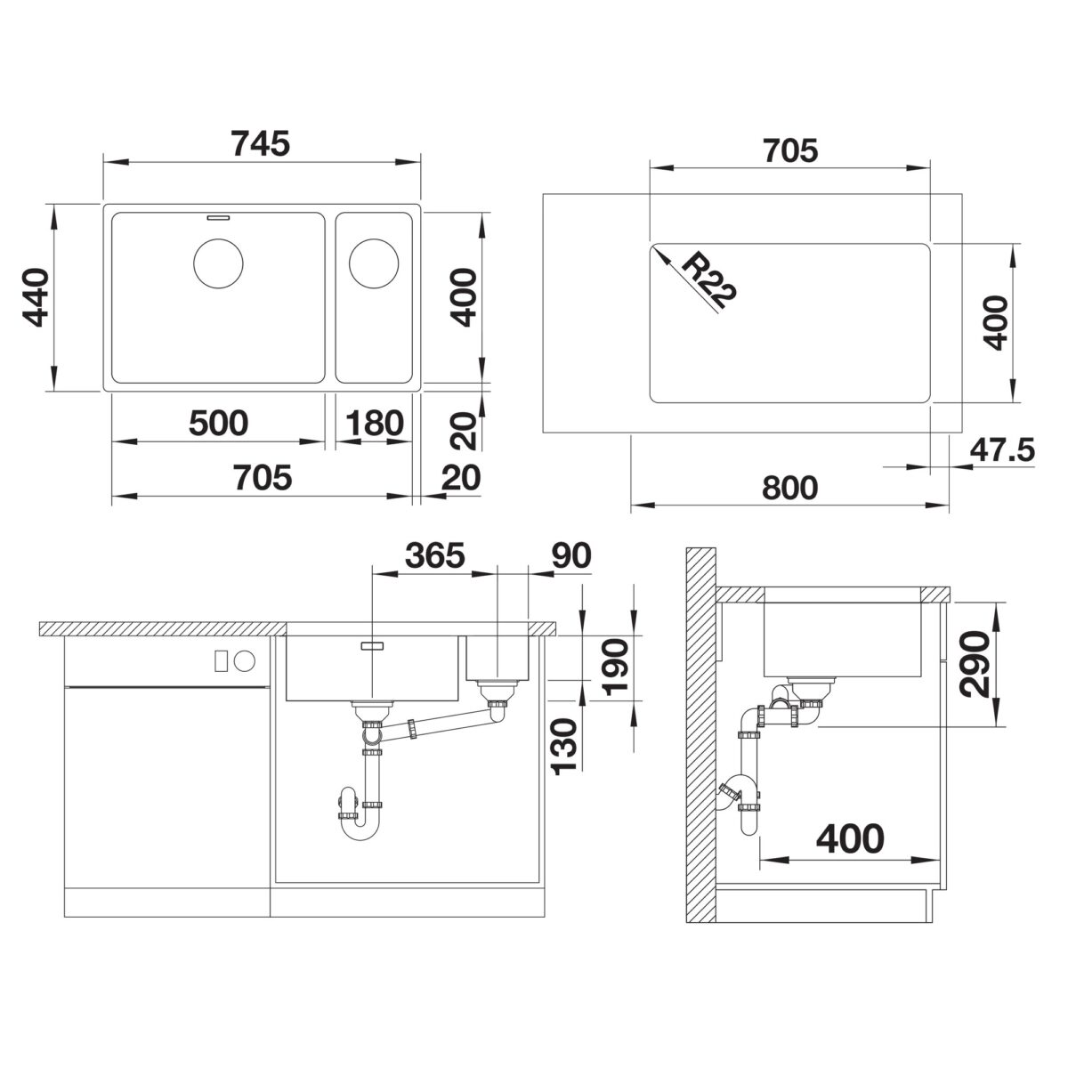 BLANCO ANDANO 500/180-U roostevaba valamu - Image 5