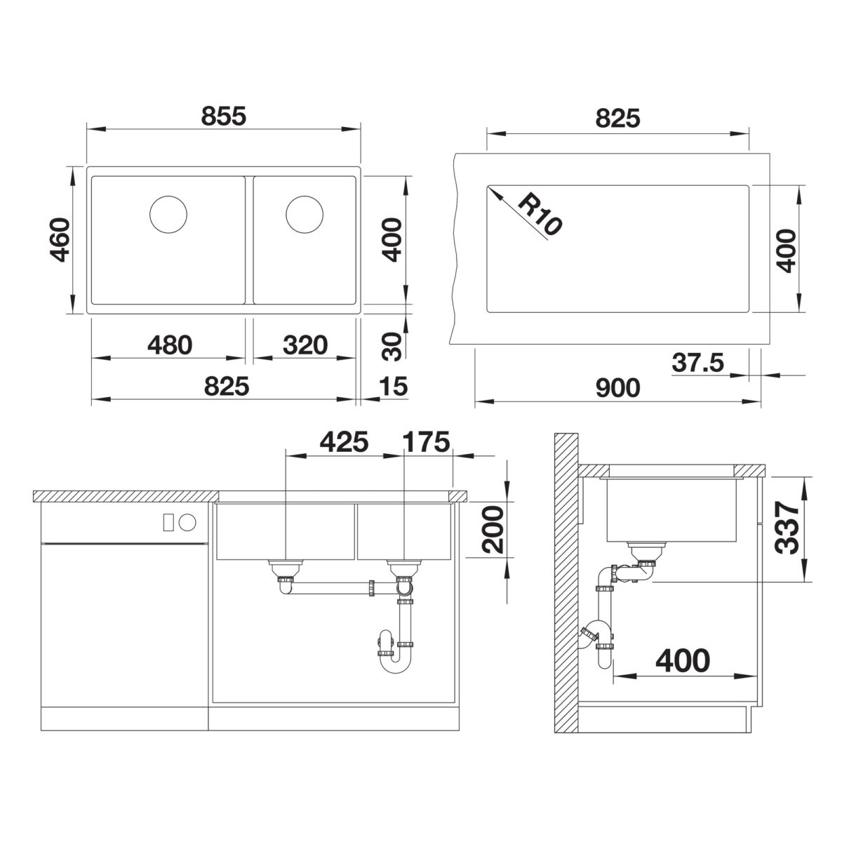 BLANCO SUBLINE 480320-U valamu joonis