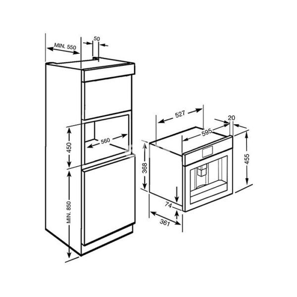 SMEG CMS8451A Colonial integreeritav kohvimasin joonis